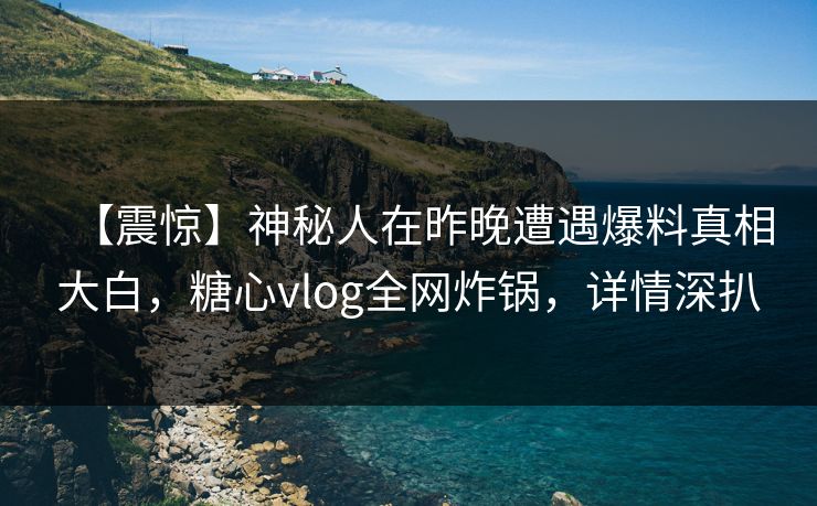 【震惊】神秘人在昨晚遭遇爆料真相大白，糖心vlog全网炸锅，详情深扒