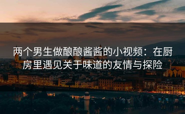 两个男生做酿酿酱酱的小视频：在厨房里遇见关于味道的友情与探险