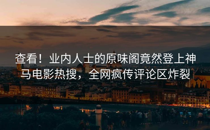 查看！业内人士的原味阁竟然登上神马电影热搜，全网疯传评论区炸裂