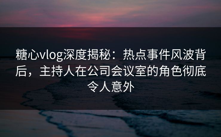 糖心vlog深度揭秘：热点事件风波背后，主持人在公司会议室的角色彻底令人意外