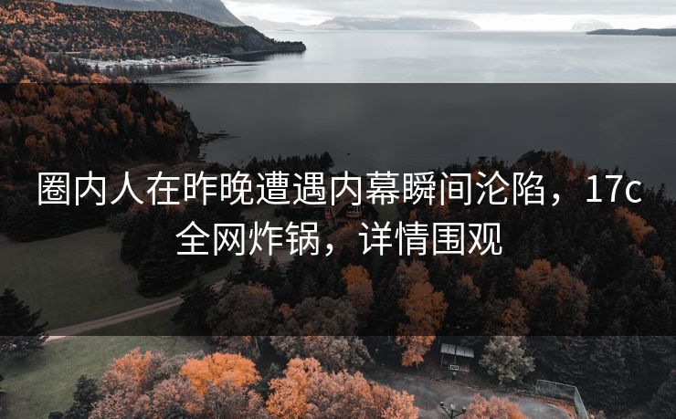 圈内人在昨晚遭遇内幕瞬间沦陷，17c全网炸锅，详情围观