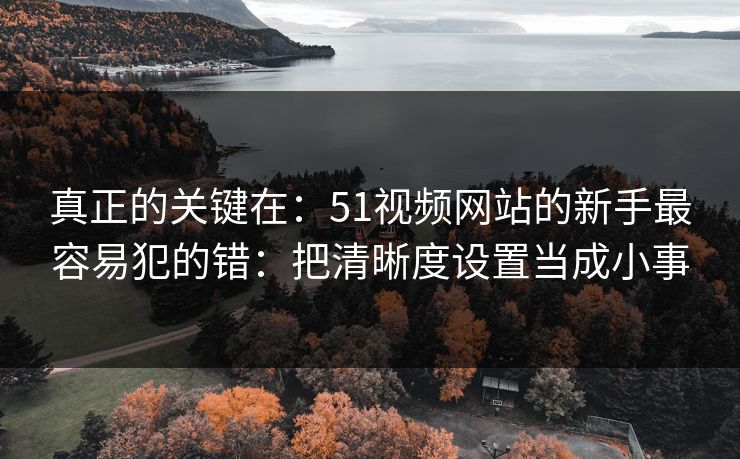 真正的关键在:51视频网站的新手最容易犯的错:把清晰度设置当成小事 真正的关键在:51视频网站的新手最容易犯的错:把清晰度设置当成小事